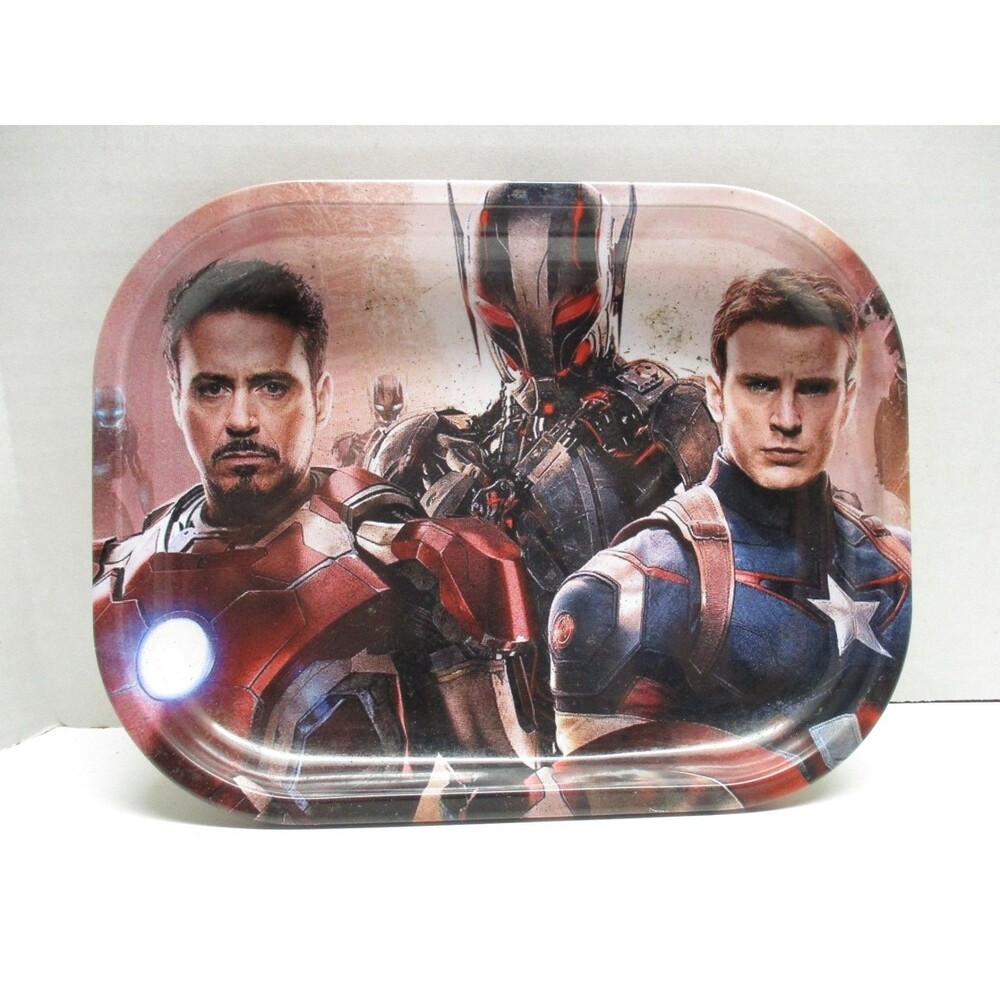 Small 7" x 5.5" Metal Rolling Tray, Avengers Age Of Ultron Iron Man Captain